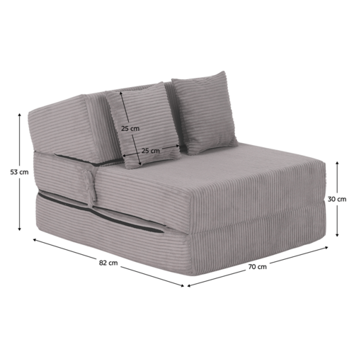 Skladacie kreslo / matrac PELOS, sivá