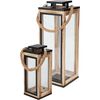 Set of 2 square wooden lanterns