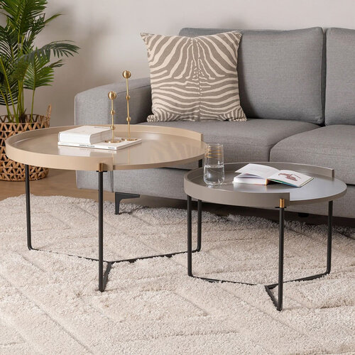 Beistelltisch Mandy Beige, 2 Stück