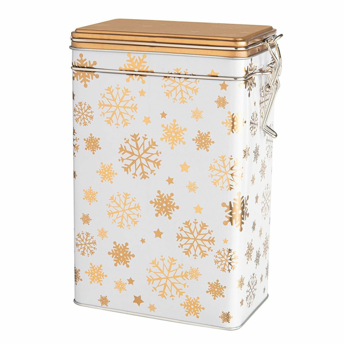 Obrázok Altom Vianočná plechová dóza Golden Snowflakes, 12 x 8 x 19 cm