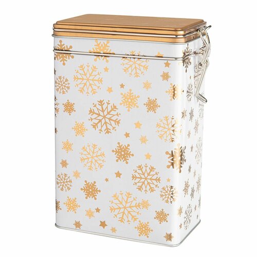 Altom Різдвяна бляшана коробка Золоті сніжинки, 12 x 8 x 19 см