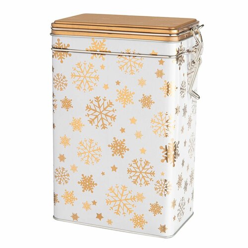 Altom Weihnachtliche Blechdose Golden Snowflakes, 12 x 8 x 19 cm