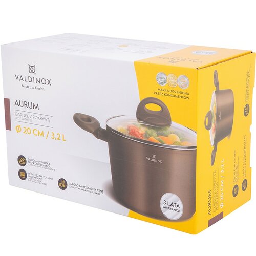 Valdinox Aurum Cratiță cu suprafață antiaderentă cu capac, 20 cm