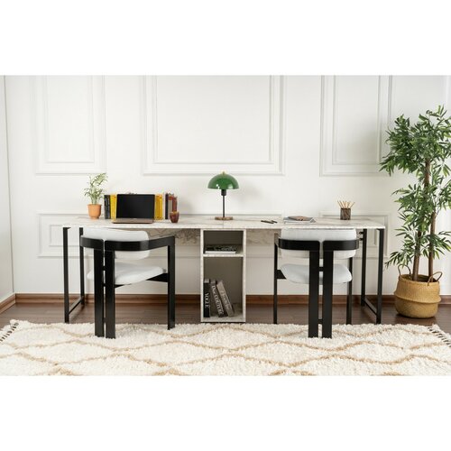 Pracovný stôl Twin Freesia Marble and Black