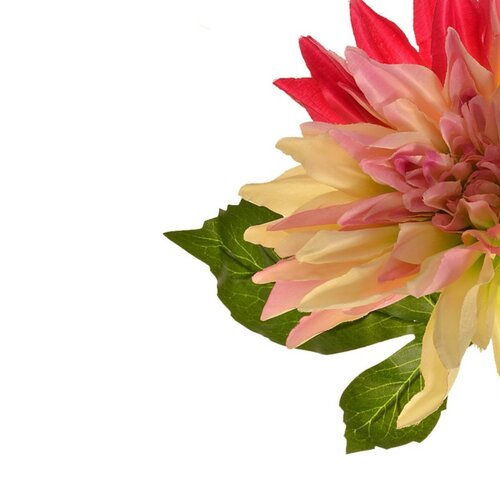 Floare artificială Dahlia roz-galbenă, 68 cm