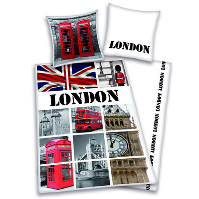 Bavlnené obliečky London collage, 140 x 200 cm, 70 x 90 cm