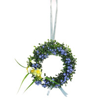 Coroniță artificială cu flori Nu mă uita, diametru 25 cm