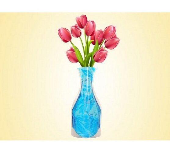 Váza skládací modrá, modrá, 19 x 28 cm