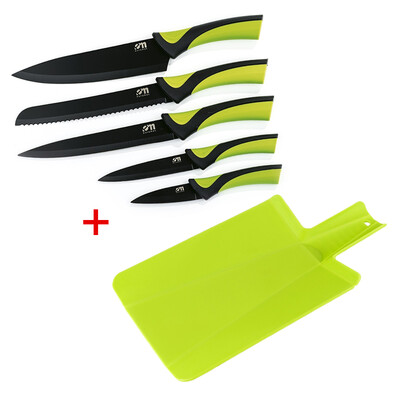 Kuchyňské nože NON-STICK zelená sada 5 ks + dárek zdarma