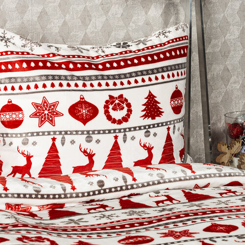 4Home Posteljnina iz mikroflanele Christmas Time, rdeča, 160 x 200 cm, 70 x 80 cm