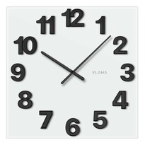 Ceas de perete Vlaha VCT1101 din sticlă 40 x 40 cm, alb