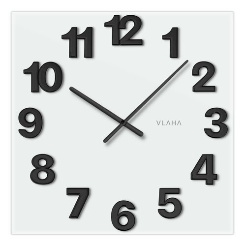 Ceas de perete Vlaha VCT1101 din sticlă 40 x 40 cm, alb