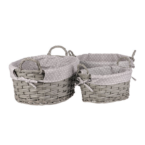 Набір плетених кошиків Сіра точка, 3 шт., 3 розміри, 39 x 22 x 31 см