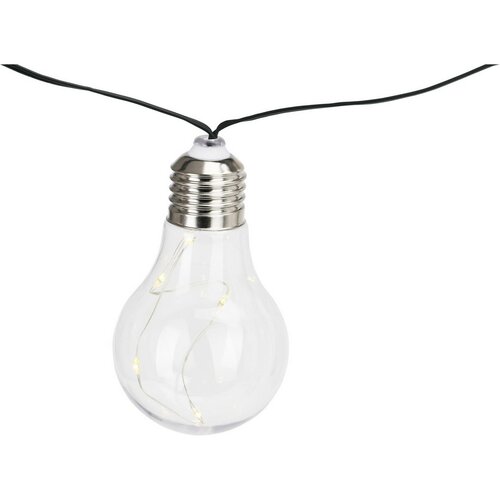 ProGarden napelemes izzólánc átlátszó, 2 m, 10 x 5 LED, meleg fehér