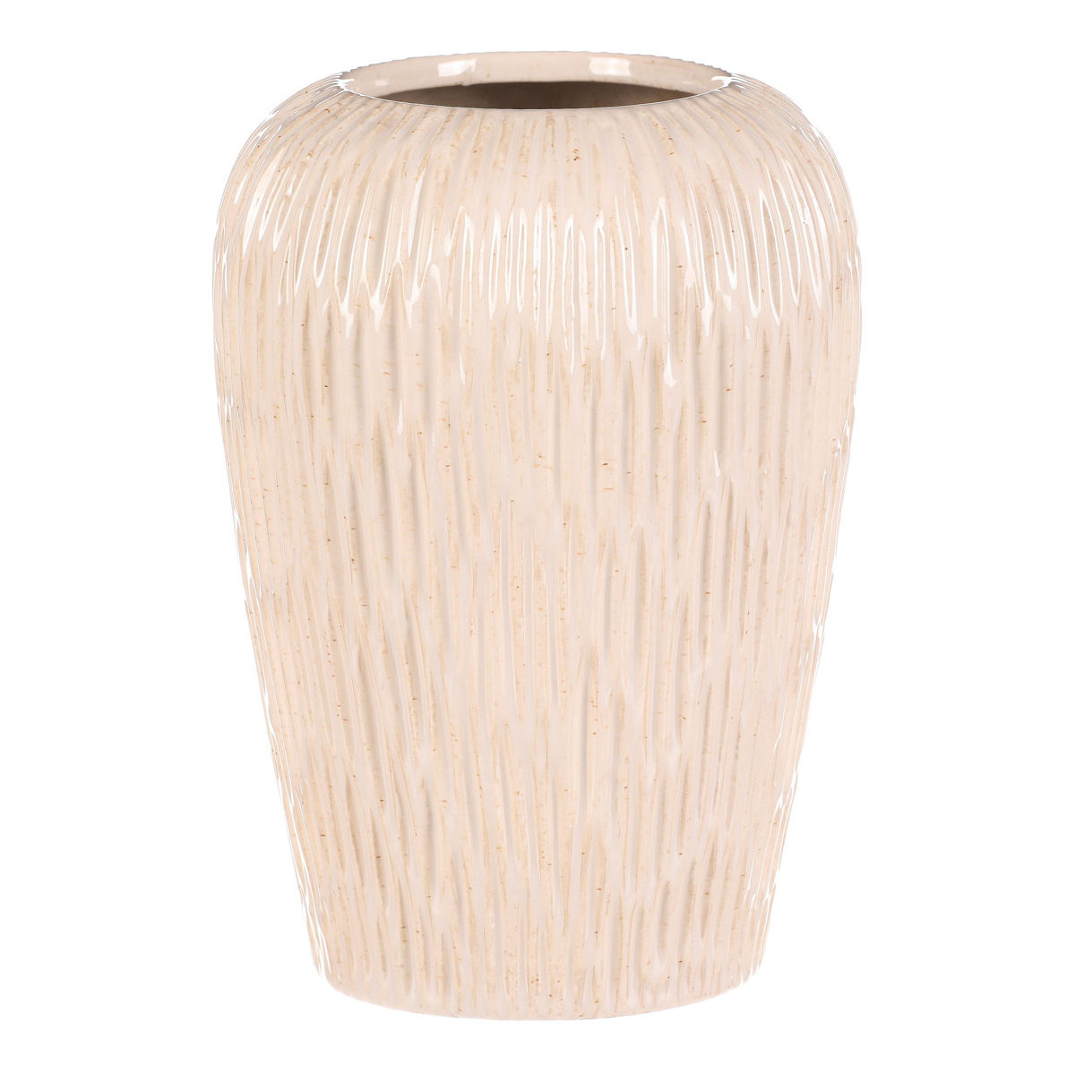 Waza ceramiczna zaokrąglona, biała-beżowa, 17 x 17x 25 cm, 25 cm