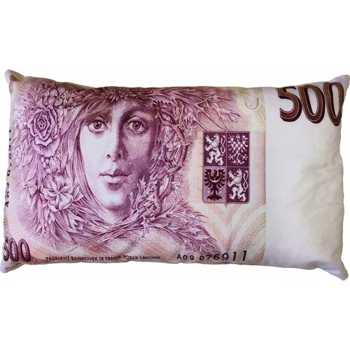 Bankjegy párna 500 cseh korona, 35 x 60 cm