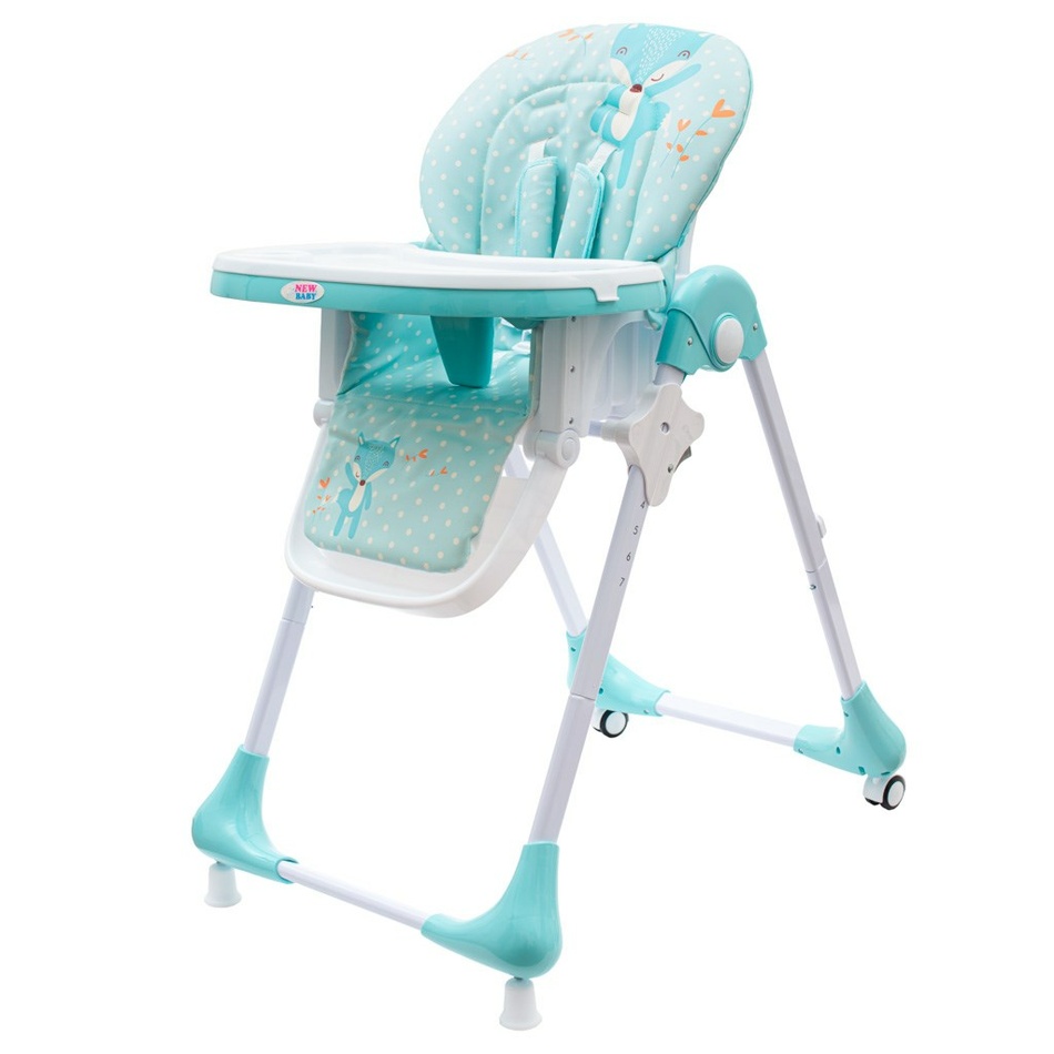 New Baby Jedálenská stolička Minty Fox - ekokoža s vložkou pre bábätká