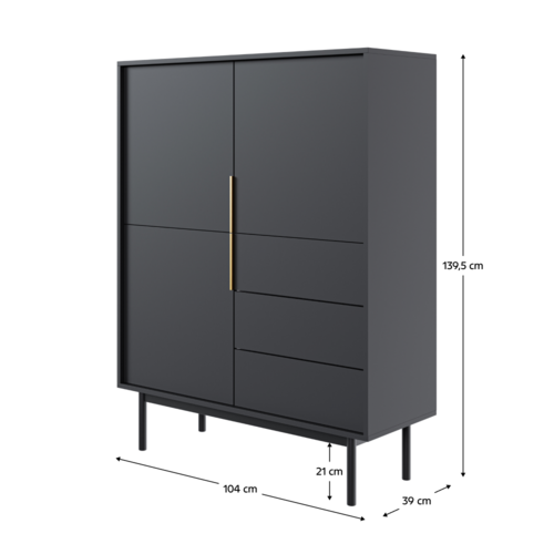 Comoda VIVALA 3D3S, negru
