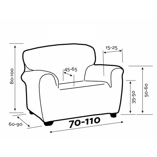 Pokrowiec elastyczny na fotel IRPIN szary, 70-110 cm