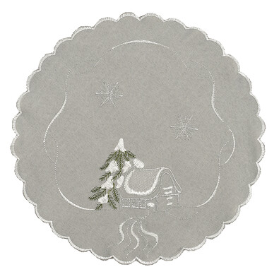 Vianočný obrus chalúpky sivá, pr. 35 cm