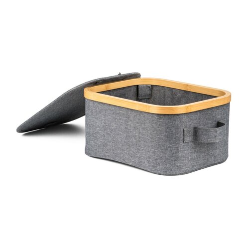 Úložný box G21 24 x 30 x 15 cm, bambusový s vekom, sivý