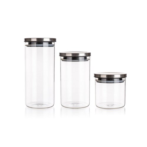 Banquet Set of glass jars with lids Freia, 3 pcs