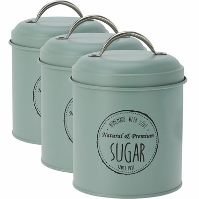 Excellent Houseware Набір металевих контейнерів для продуктів 11 x 16 см, 3 шт., зелений