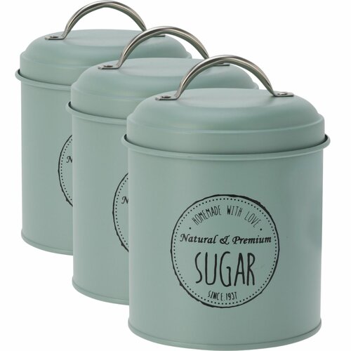 Set de cutii metalice Excellent Houseware pentrualimente 11 x 16 cm, 3 bucăți, verde