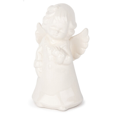 Świąteczny anioł z porcelany Uriel, 15 cm