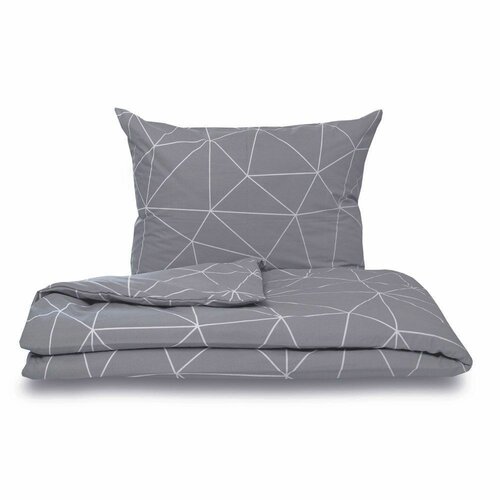 Lenjerie de pat din bumbac Kvalitex Nordic Grid gri, 140 x 220 cm, 70 x 90 cm