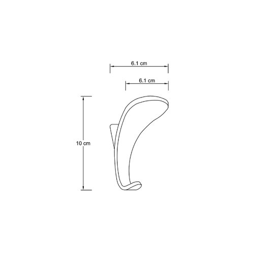 SAPHO LF001 cârlig, înălțime 10 cm, ABS, argintiu