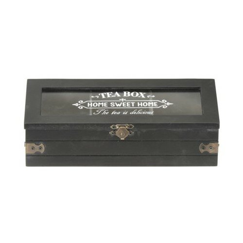 EH Drewniane pudełko na torebki z herbatą Vintage, czarny
