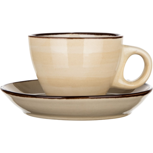 Set de 6 cești cu farfurioare Banquet Palas 90 ml,crem