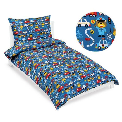 Bellatex Lenjerie de pat din bumbac pentru copii Junior Salvatori albastru, 140 x 200, 70 x 90 cm