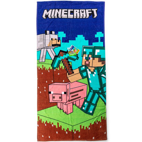 Carbotex Detská osuška Minecraft Objav svoj svet, 70 x 140 cm