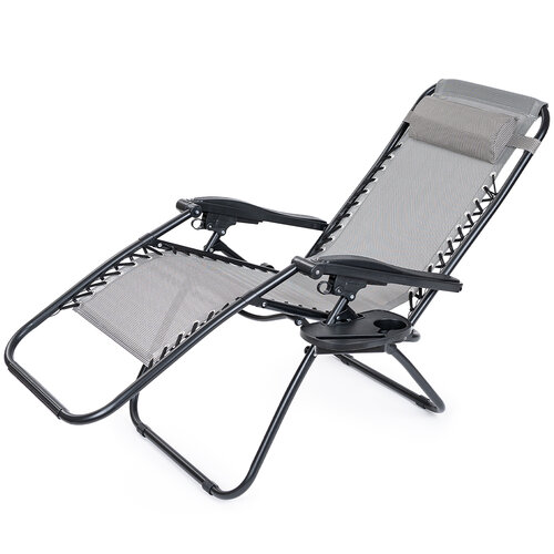 4Home Záhradné plážové polohovacie kreslo Relax, sivá