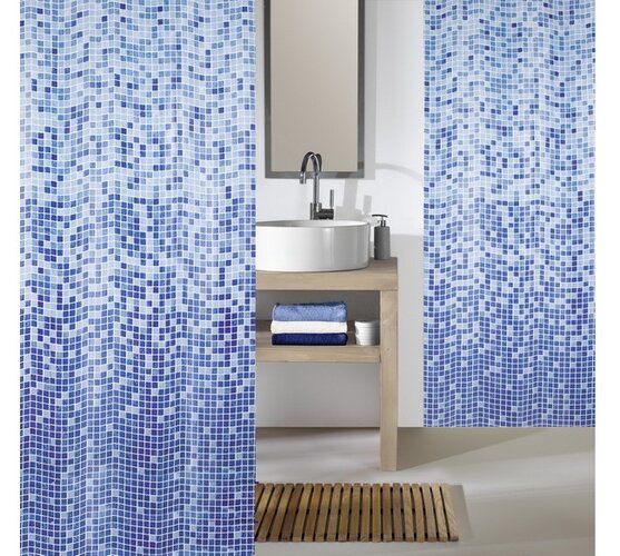 Kleine Wolke sprchový záves Mozaika modrá, 180 x 200 cm