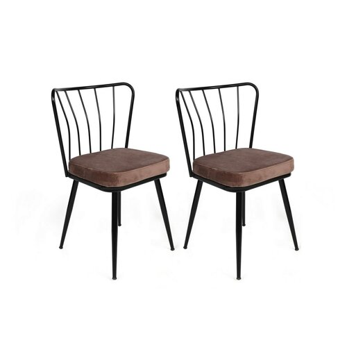 Set de scaune de sufragerie Yildiz Light Brown andBlack, 4 buc.