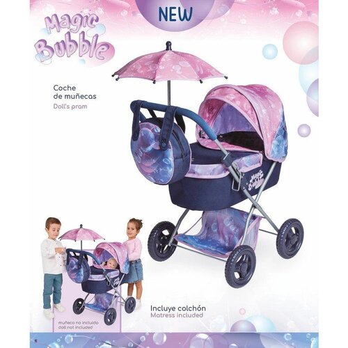 Rappa DeCuevas 85076 Cărucior pliabil pentru păpuși cu umbrelă și geantă Magic Bubble 2024