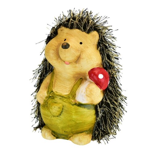 Keramik Dekoration Igel mit Pilz, 9 x 13 x 8,5 cm