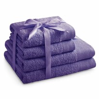 AmeliaHome Handtuch- und Badetuch-Set Amari Lila, 2 Stück 50 x 100 cm, 2 Stück 70 x 140 cm