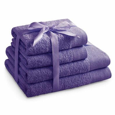 AmeliaHome Sada ručníků a osušek Amari fialová, 2 ks 50 x 100 cm, 2 ks 70 x 140 cm