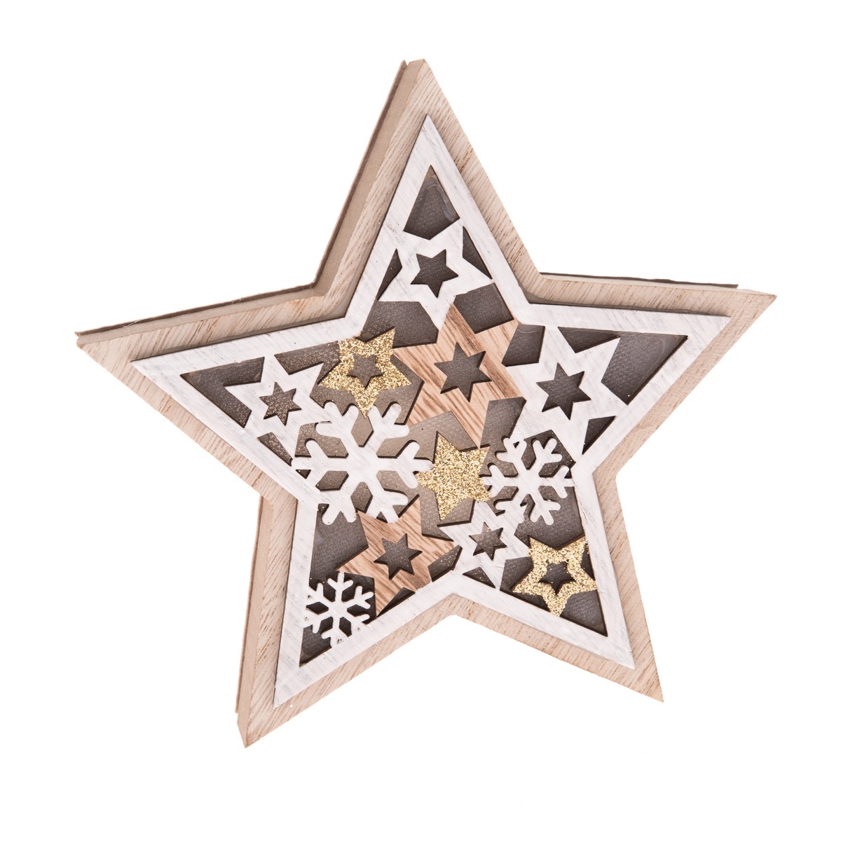 Fából készült csillag LED fénnyel Stellar , 16 x15 x 3 cm akciós termékkép 1