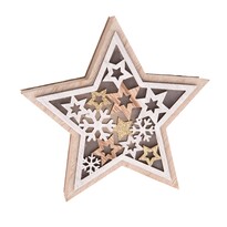 Drewniana gwiazda z oświetleniem LED Stellar, 16 x 15 x 3 cm