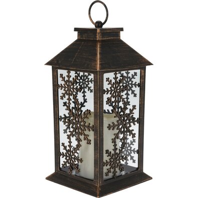 Felinar cu lumânare LED Trifle Snowflake negru,14 x 28 cm