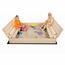 Sand Tropic Drewniana piaskownica z ławkami, 100 x 100 cm, naturalny
