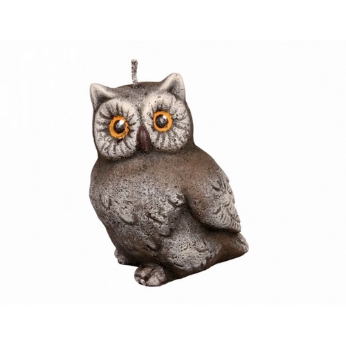 Dekoratívna sviečka Sova hnedá, 12 cm