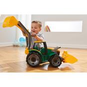 Tractor Lena, cu lamă și excavator, 65 cm, verde-galben