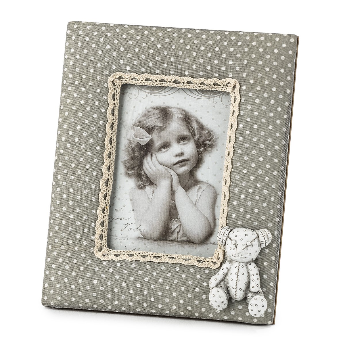 Látkový fotorámček Medvedík, 19,5 cm