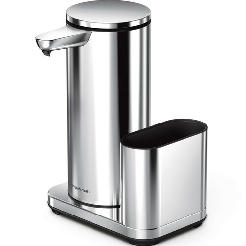 Simplehuman Bezdotykový dávkovač s držákem na houbičku 414 ml, nerez lesk